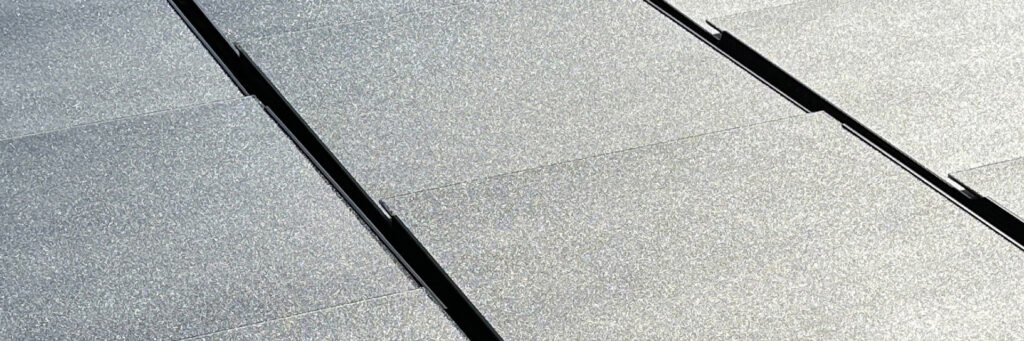 Closeup of sparkling gray X-Curve solar modules