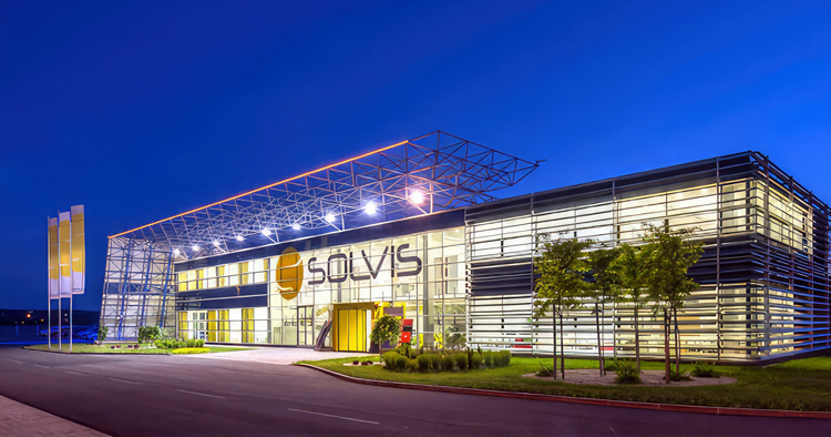 SOLVIS production factory in Croatia at night